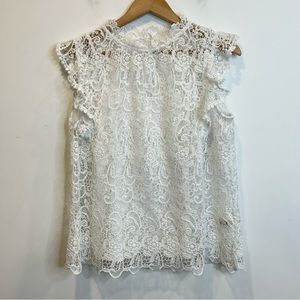 A Diva White Lace Sleeveless Top With Ruffles